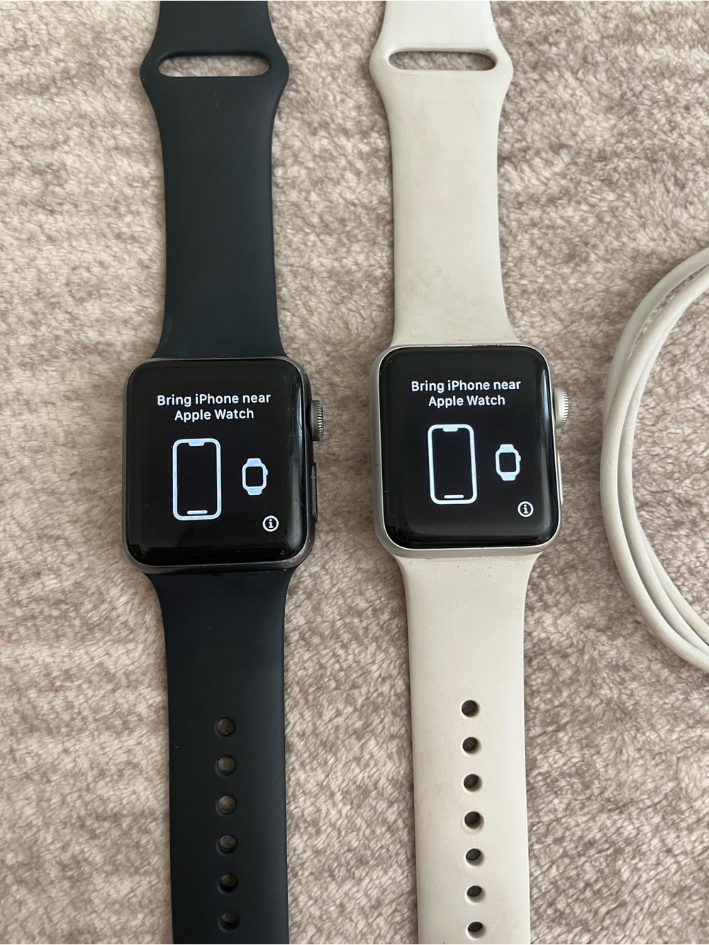 Bundle of 2 Apple Watch Series 3 (38mm) GPS Aluminum – Black & White – S/M Bands - Picture 2 of 10